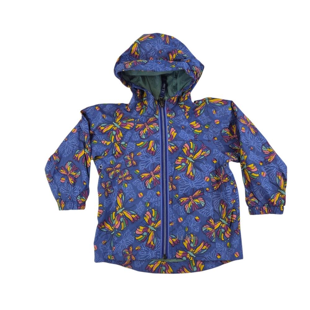 L. L. Bean Youth Rain Jacket Kid's Baby 12-18 Month Colorful Butterfly Blue Art